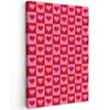 Rood - Roze - Schaakbord - Valentijn Tuinposter op houten frame 2 cm dik klein -3d