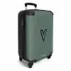 Groene achtergrond met zwart hartje NBS - Handbagage koffer - Volwassenen Unisex middel -productfoto_3d