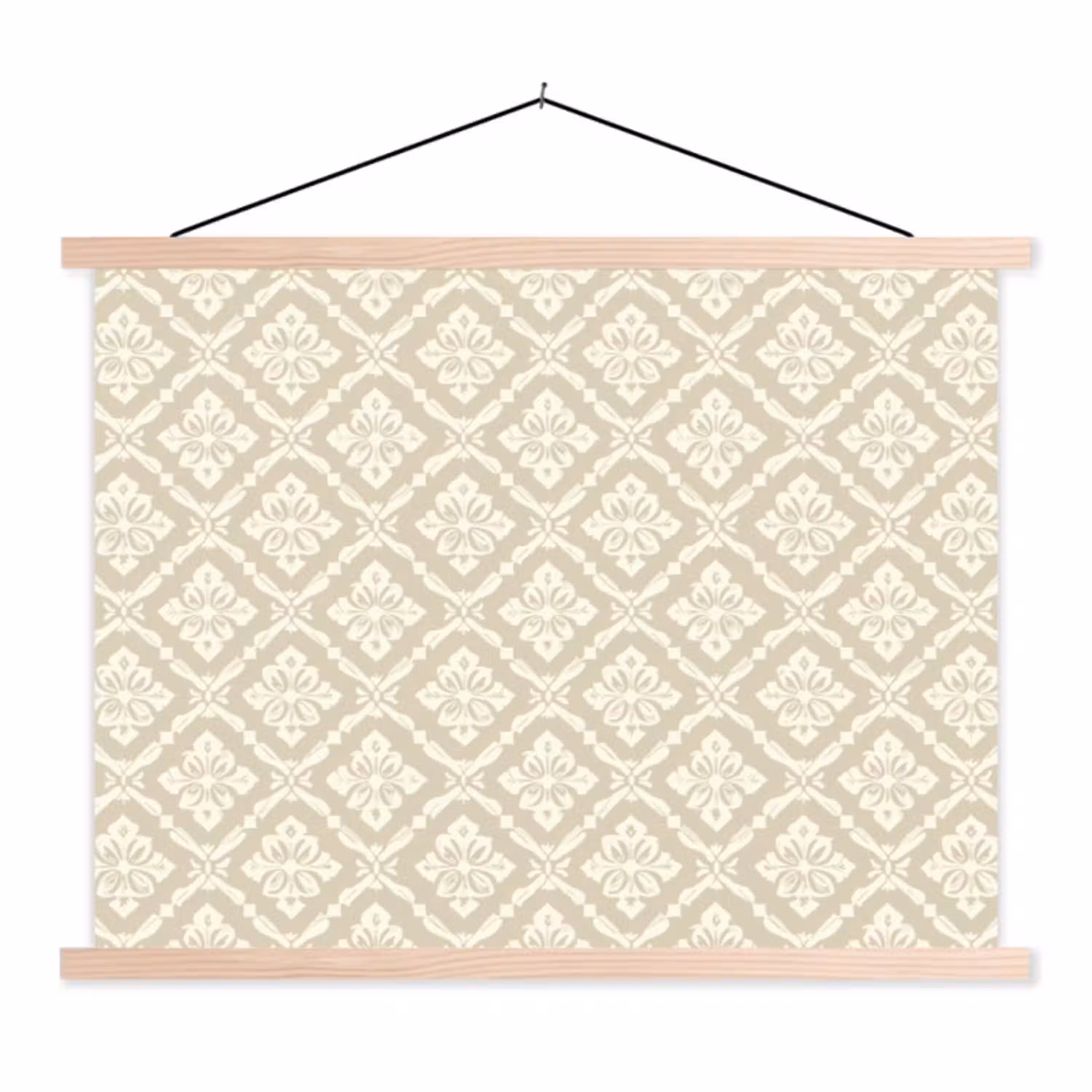 Floraal - Ornament - Beige textielposter latten blank klein 122 -3d