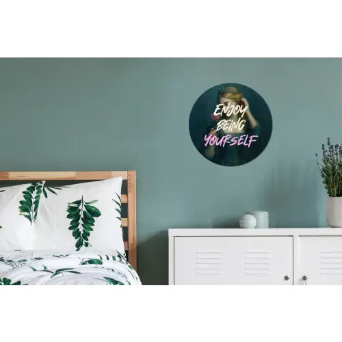 Vrouw - Roos - Quote Wandcirkel aluminium klein -slaapkamer