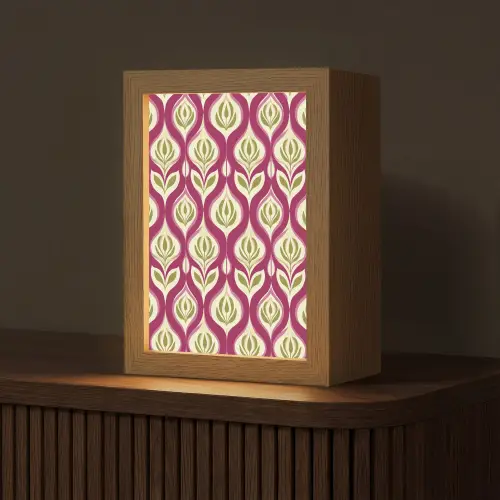 Retro - Floraal - Paars Light Box met kabel (Tafellamp) klein 925 -z3d_website