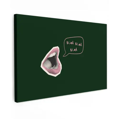 Illustratie - Mond - Donkergroen - Tekstwolkje canvas 2cm klein -z3d
