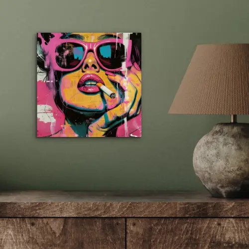 Portret - Vrouw - Abstract - Zonnebril aluminium wit klein -sfeer2
