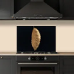 Bladeren - Zwart - Goud - Luxe - Natuur keuken achterwand spatscherm klein -sfeer1