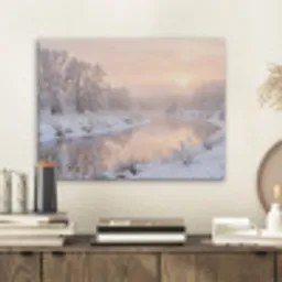 Rivier - Winter - Landschap - Sneeuw - Zonsopgang PET vilt klein -sfeer1