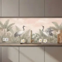 Kraanvogels - Natuur - Roze keuken achterwand 2 middel zz_3dshopping