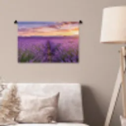 Lavendel - Veld - Natuur - Paars Wandkleed katoen klein -sfeer4