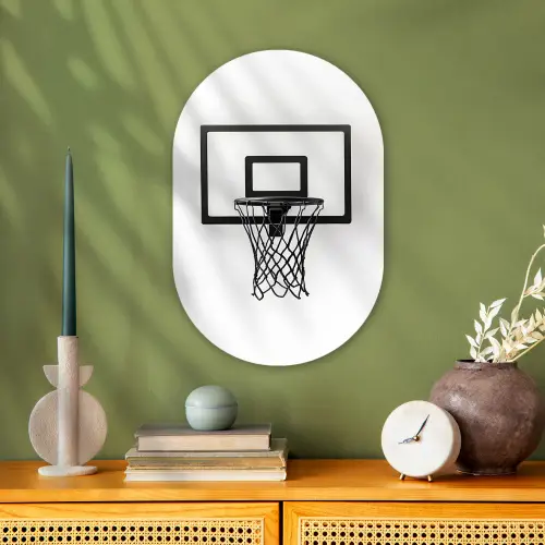 Basketbalbord - Minimalistisch - Zwart Wandcirkel Ovaal Forex klein -sfeer2