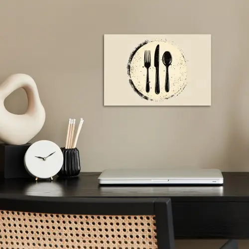 Zwart - Bestek - Rondje poster papier klein -sfeer1