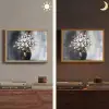 Bloemen - Wit - Vaas - Abstract Light Box met batterij (Wandlamp) middel -sfeer3