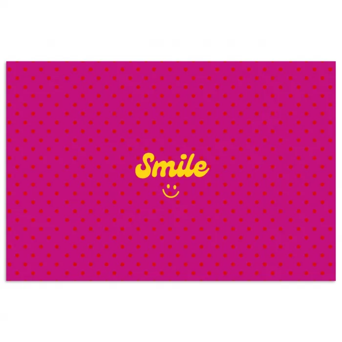 Smile - Stippen - Geel - Smiley - Roze poster papier klein -3d