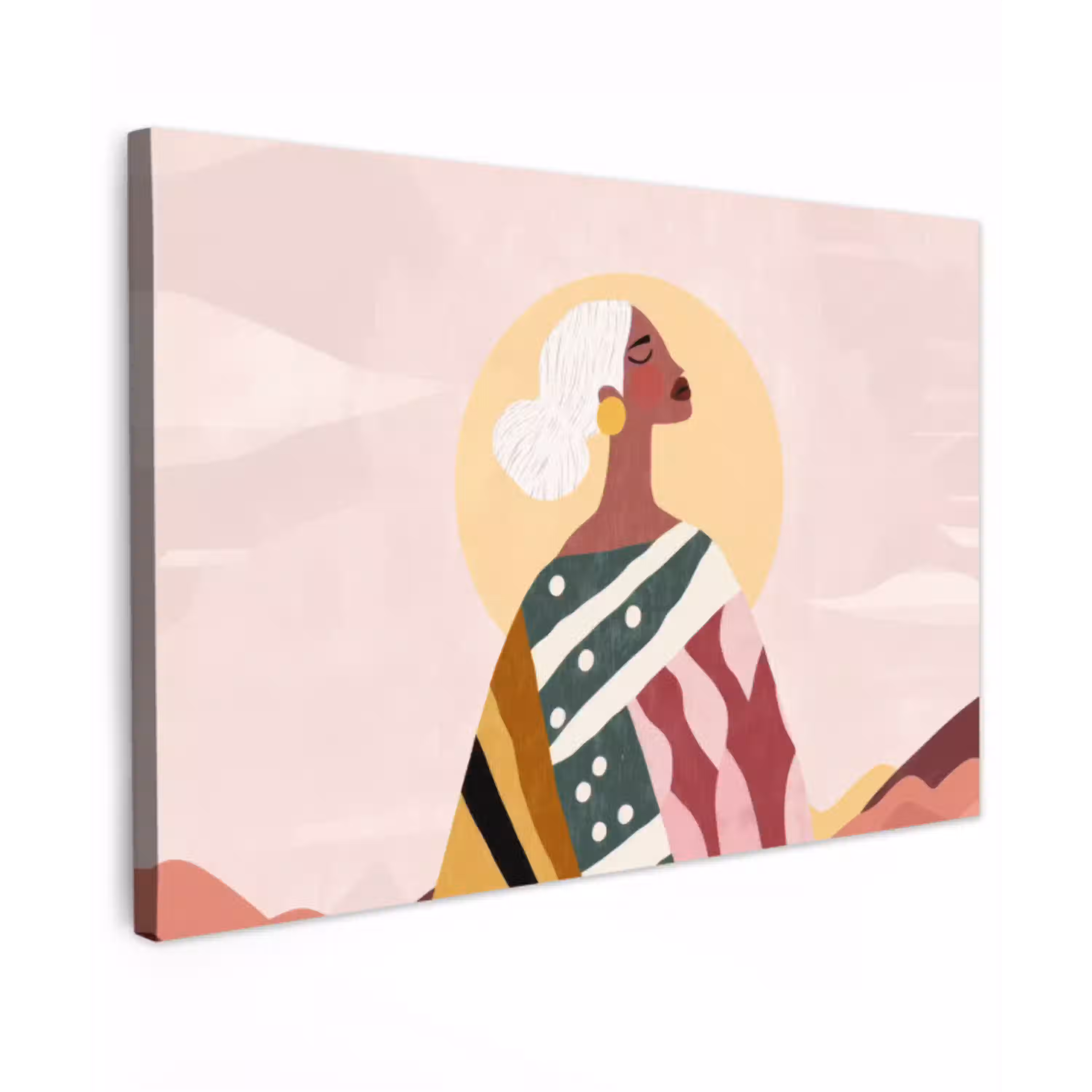 Vrouw - Zon - Kleurrijk canvas 2cm klein -z3d