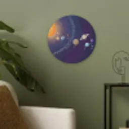 Planetenstelsel - Ruimte - Illustratie Akoestische PET Vilt - Rond klein -sfeer2