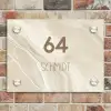 Beige marmer - Modern Naambord Rechthoek middel -sfeer3