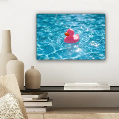 Badeend - Dobberend - Roze canvas 2cm klein -sfeer6