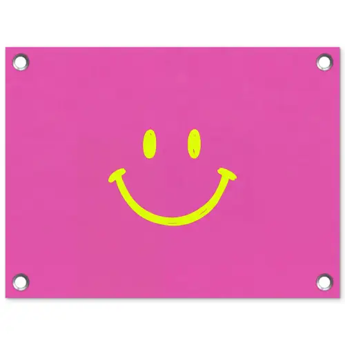 Smiley - Vrolijk - Roze tuinposter los doek klein -3d