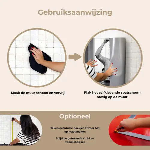 Vrouw - Spaghetti - Zwart - Wit keuken achterwand spatscherm klein -gebruiksaanwijzing_NL