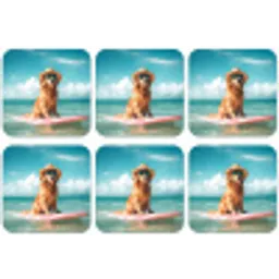 Zeewater - Hond - Golden retriever - Zonnebril onderzetter kurk middel -zkaufland3dotto