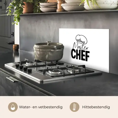 Keuken - Koken - Bakken - Chef - Master Chef - Kok - Tekst keuken achterwand spatscherm klein -usp_NL