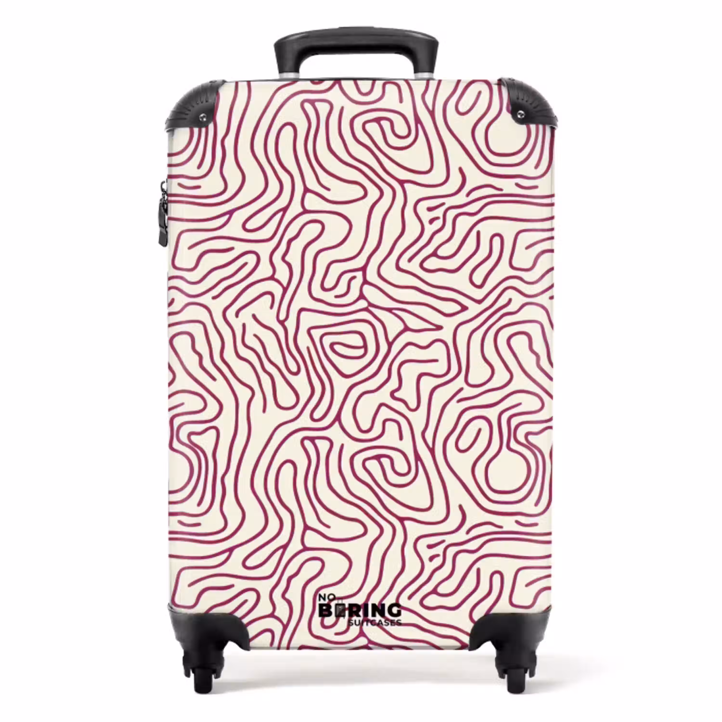 Kronkelende lijn - Magenta - Crème NBS - Handbagage koffer - Volwassenen Unisex middel -productfoto_recht