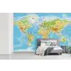 Wereldkaart - Staatkundig - Blauw - Aarde - Educatief fotobehang vinyl groot -slaapkamer