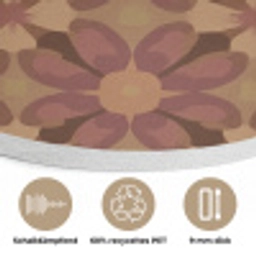 Retro - Bloemen - Bruin Akoestische PET Vilt - Rond klein 838 -closeup_DE