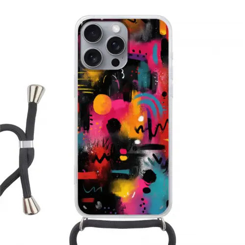 Kleurvlakken - Vormen - Kleurrijk - Abstract Hoesje iPhone 16 Pro Max met koord klein -3d