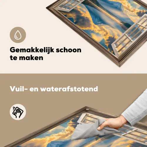 Doorkijk - Landschap - Bergen - Uitzicht - Raam Inductie beschemer met haakjes klein -ky-schoon-nl