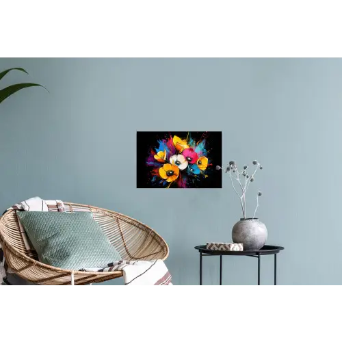 Bloemen - Kleurrijk - Graffiti - Modern - Boeket Muursticker klein -plant