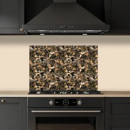 Herfst - Bladeren - Camouflage keuken achterwand spatscherm klein 900 -sfeer1