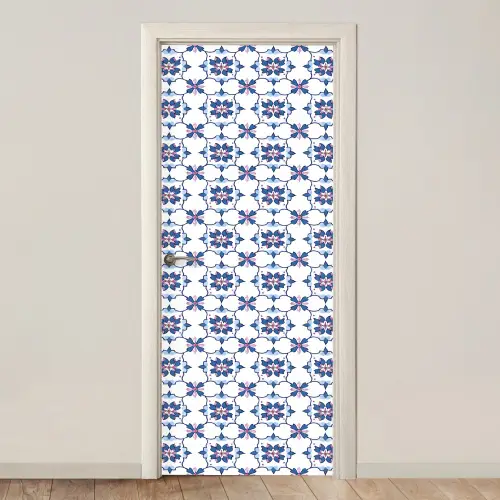 Modern - Patroon - Blauw - Roze deurposter klein 289 -3d_beige