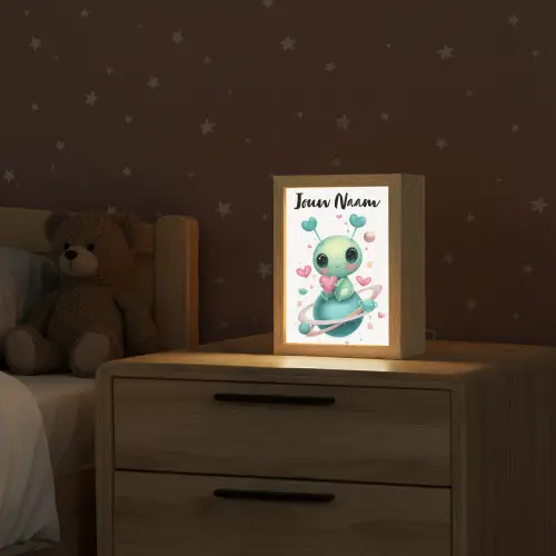 Ruimte - Wezen - Hartjes - Planeet Light Box met kabel (Kinderlampje) klein -sfeer1_kind