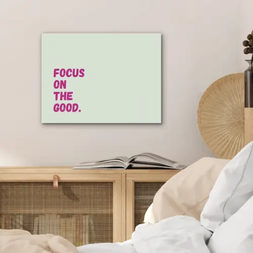 Focus on the good - Beige - Roze PET vilt klein -sfeer3