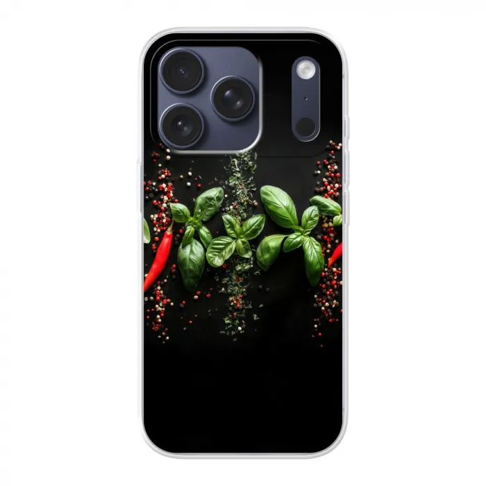 Chilipepers - Basilicum - Blaadjes - Rood Telefoonhoesje iPhone 17 Pro klein -3d