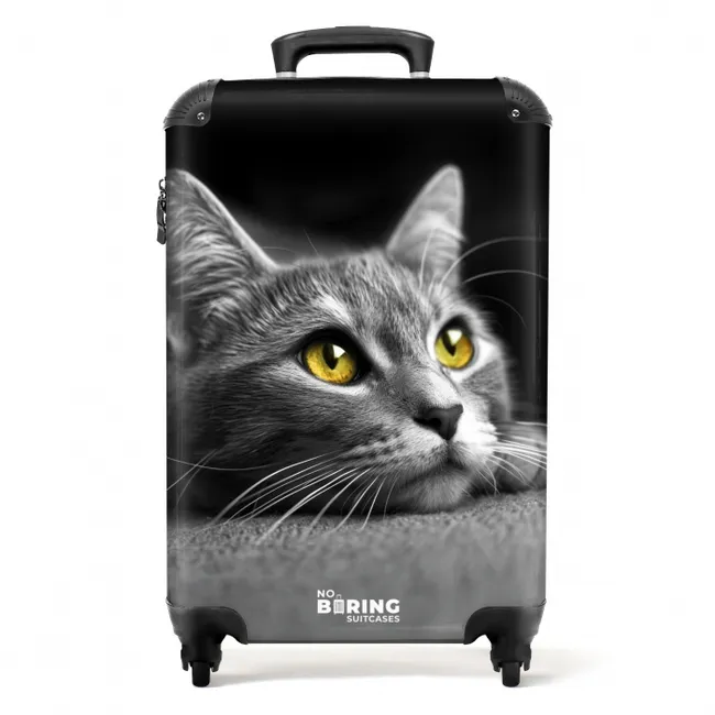 Koffer - Zwart witte kat met gele ogen