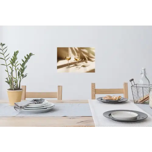 Wijn - Wijnglazen - Wit Muursticker klein -eettafel