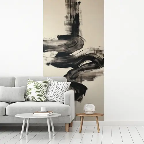 Golven - Penseelstreken - Beige - Minimalistisch fotobehang vinyl groot -woonkamer