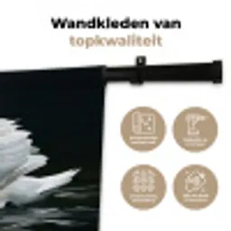 Zwaan - Water - Natuur - Realistisch - Wit Wandkleed katoen klein -sfeer2