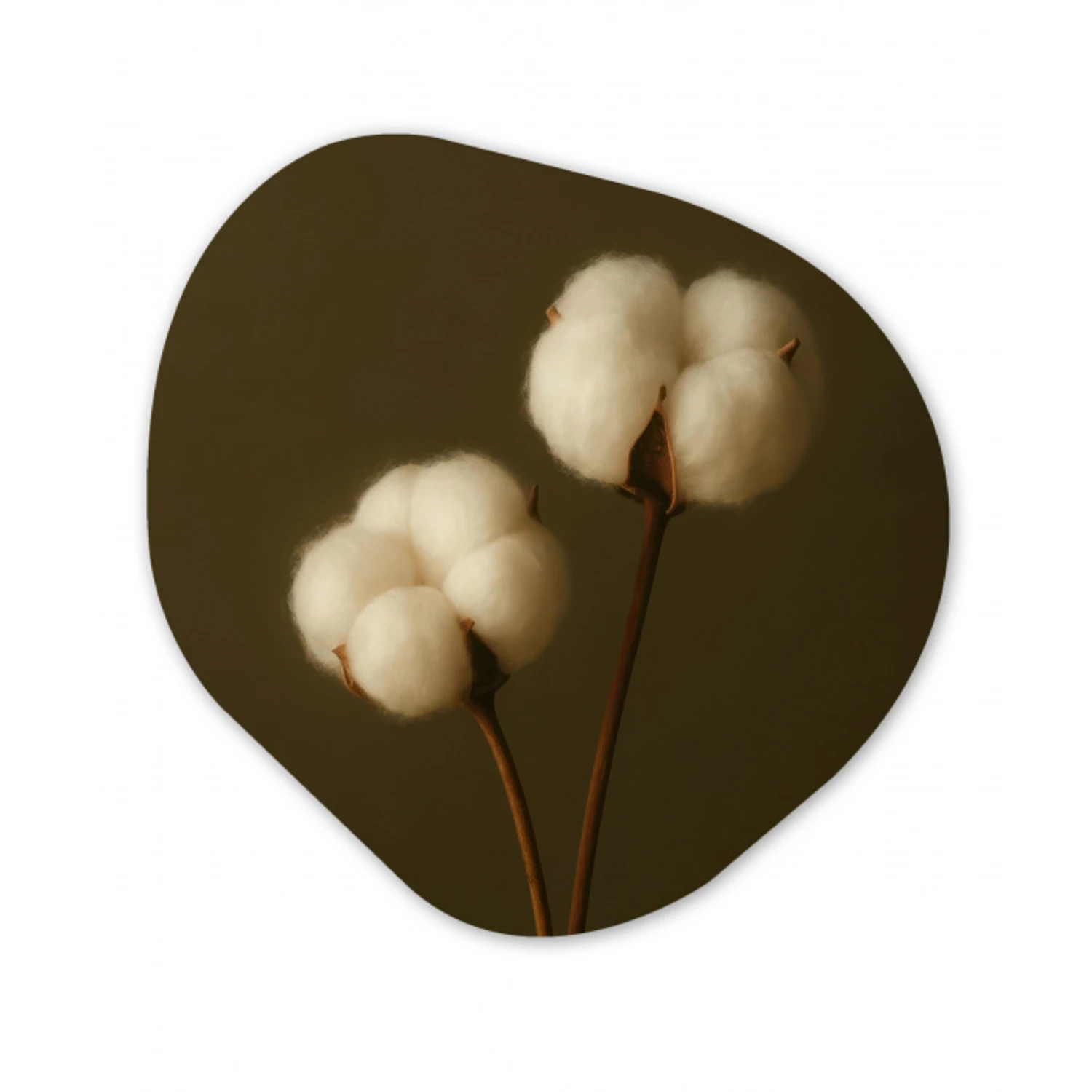 Takken - Katoen - Wit - Bollen Wandcirkel Organisch Plexiglas middel -3d