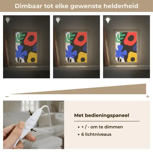 Bloemen - Bladeren - Abstract - Zwart Light Box met kabel (Tafellamp) klein -USP_dimbaarNL