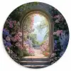 Doorkijk - Rozen - Vintage - Bloemen Wandcirkel kunststof plaat 5mm dik klein -3d