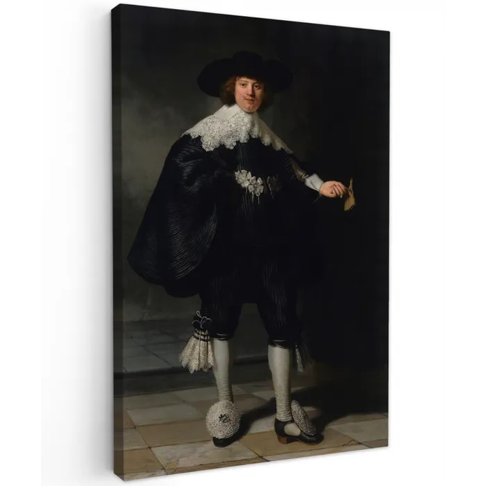 Het huwelijksportret van Marten Soolmans - Rembrandt van Rijn canvas 2cm klein -z3d
