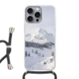 Berg - Sneeuw - Winter - Natuur - Wit Hoesje iPhone 16 Pro Max met koord klein -3d