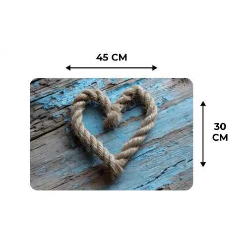 Hart - Touw - Hout - Rustiek Placemat vinyl groot -specs