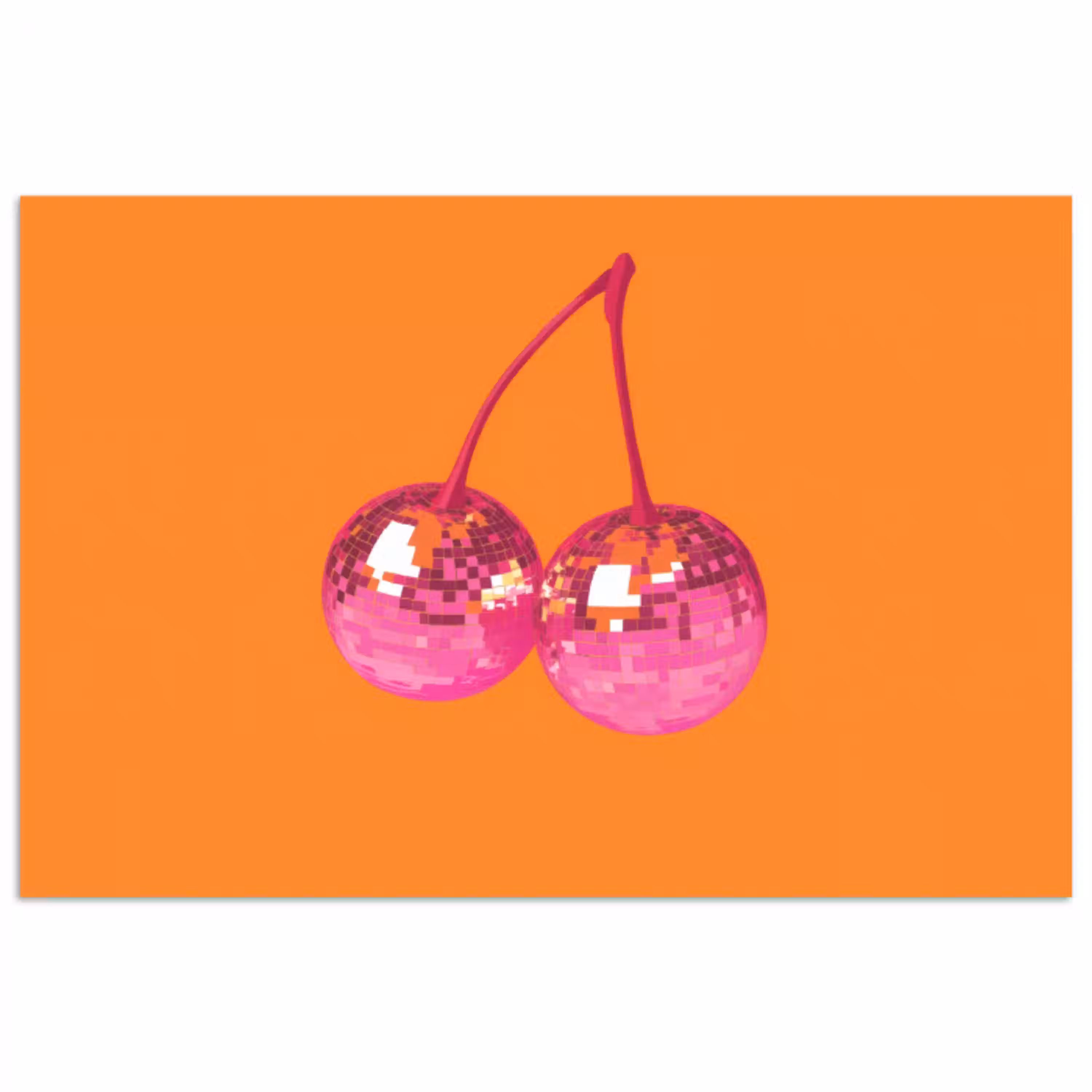 Discoballen - Kers - Spiegels - Roze poster papier klein -3d