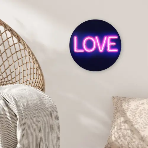 Neon - Love - Valentijn Wandcirkel kunststof plaat 5mm dik klein -sfeer5