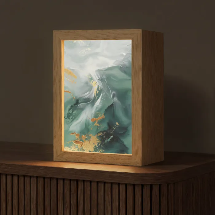Groen - Modern - Marmer - Abstract Light Box met kabel (Tafellamp) klein -z3d_website