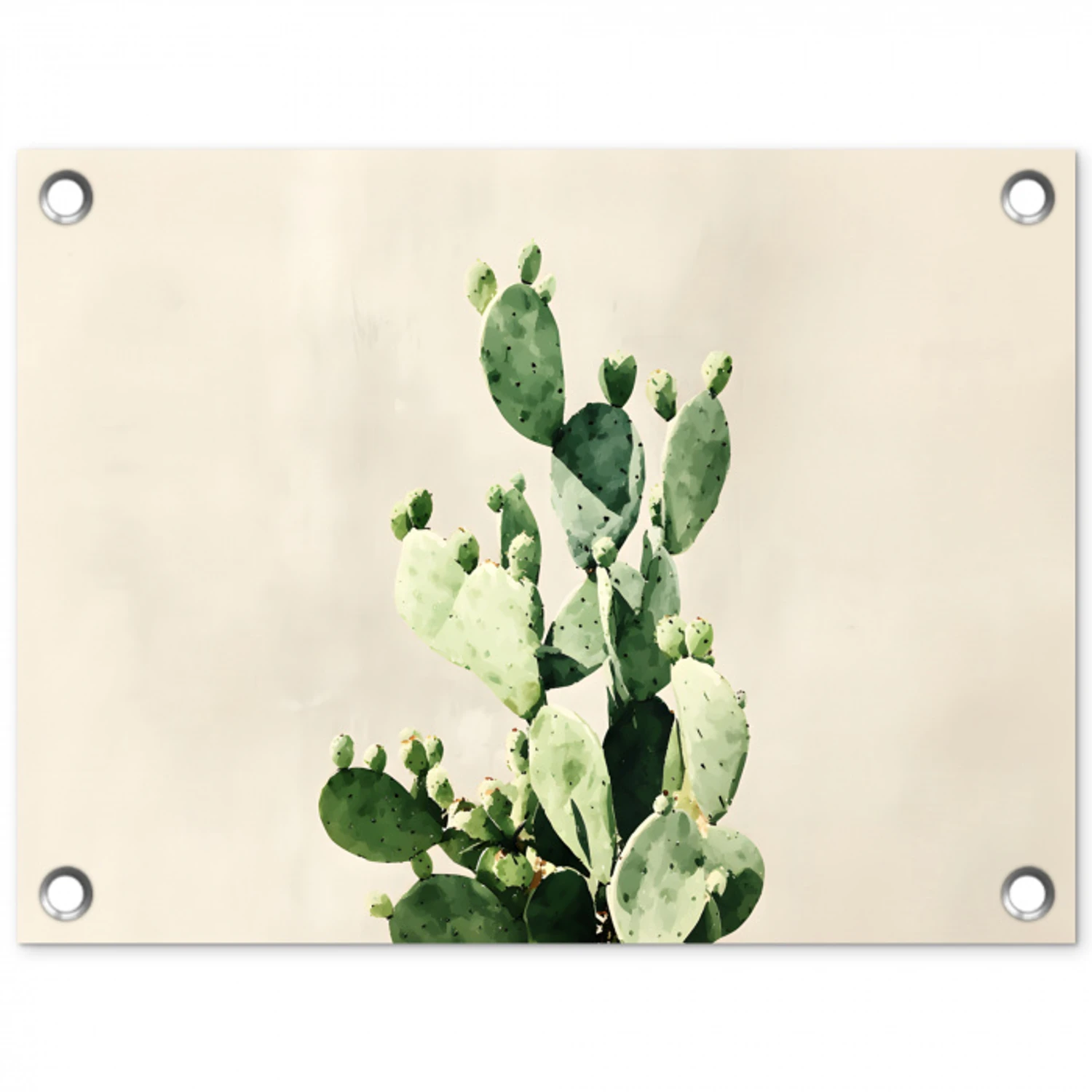 Cactus - Groen - Minimalistisch tuinposter los doek klein -3d