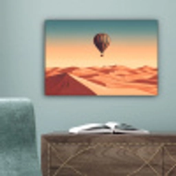 Luchtballon - Woestijn - Zonsondergang - Blauw canvas 2cm klein -sfeer4