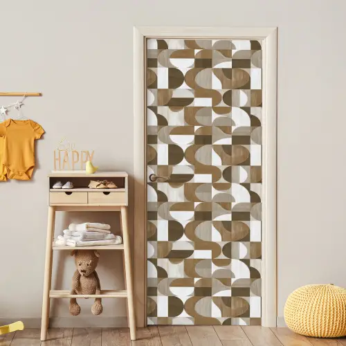Abstract - Retro - Bruin deurposter klein 289 -sfeer4